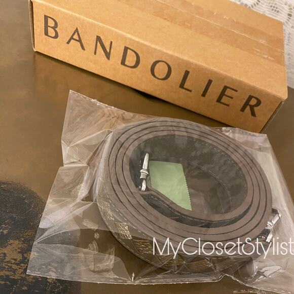 BANDOLIER Crossbody Leather Rare Luxury Strap NEW! UNICORN Greige Silver - Picture 3 of 4